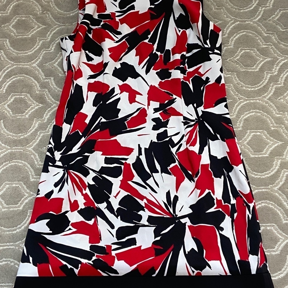 Vibrant Abstract Red and Black Mini Dress by Ronnie Nicole Chic, Classy. - Picture 4 of 10